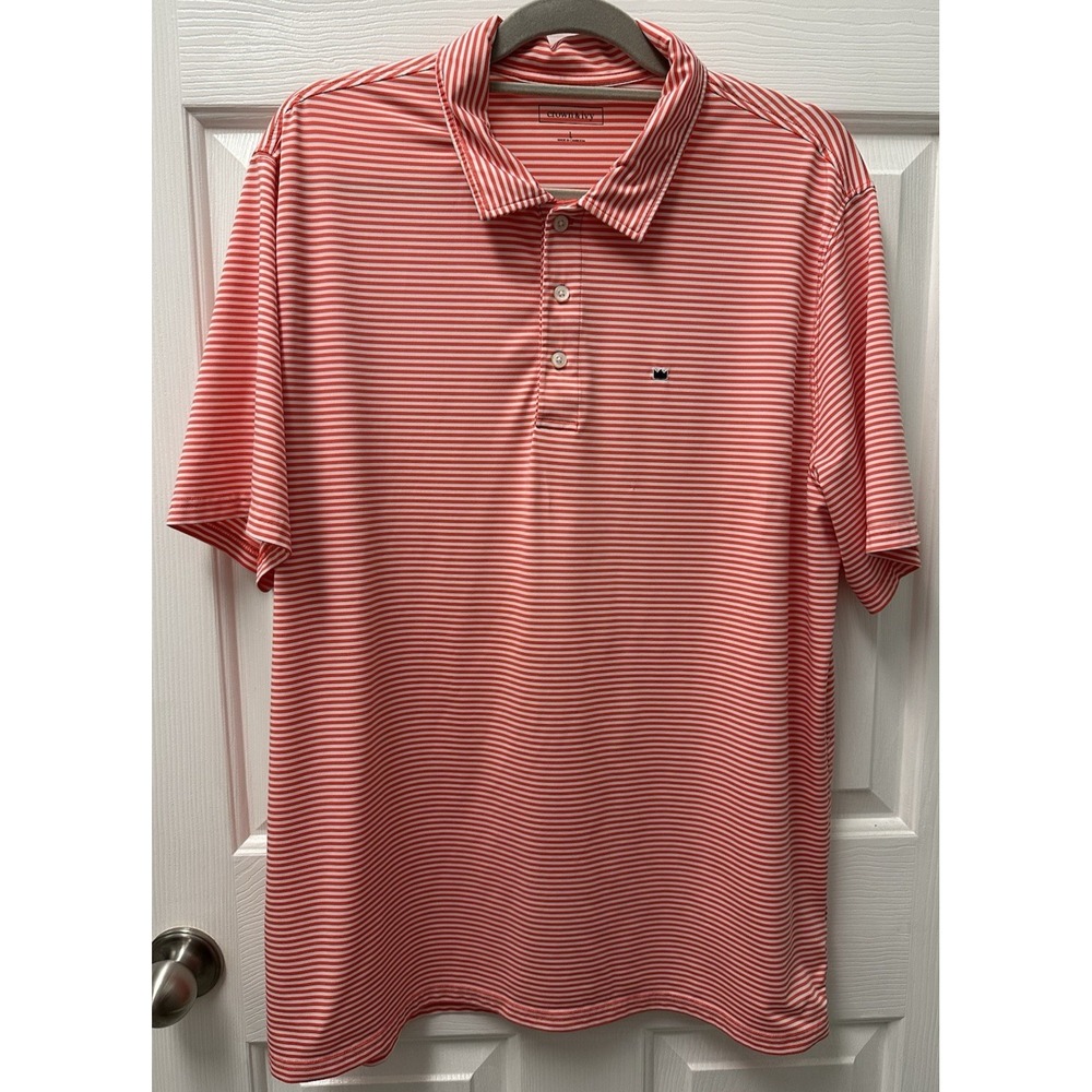 Men Crown and Ivy Striped Short Sleeve Golf Polo Large